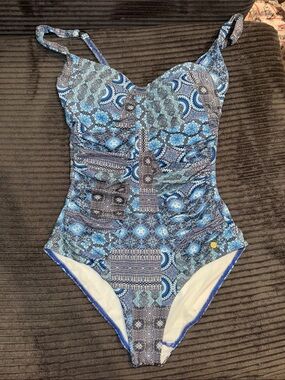 Sunseeker- Blue Patterned One Piece Bikini Sz 10